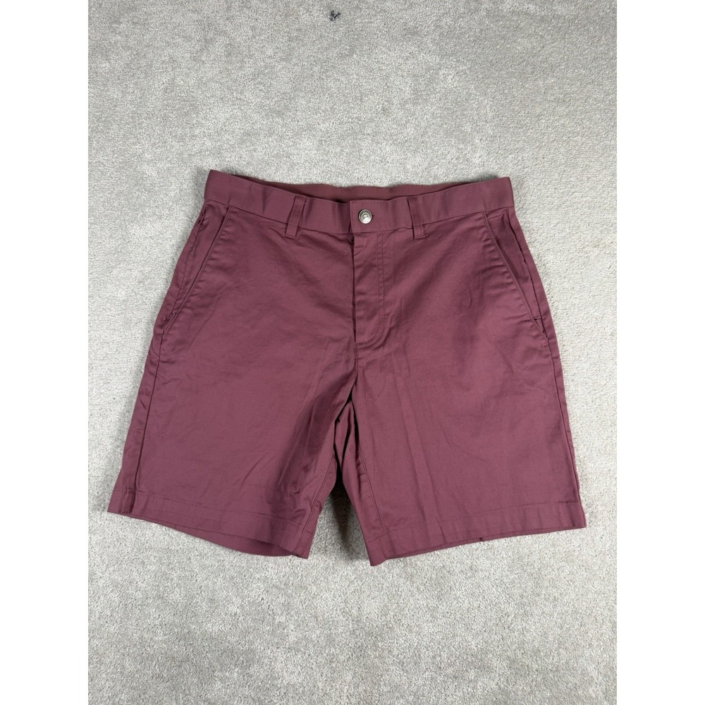 Fabletics High Side Chino Shorts Maroon 4-Way Stretch Size 34 New
